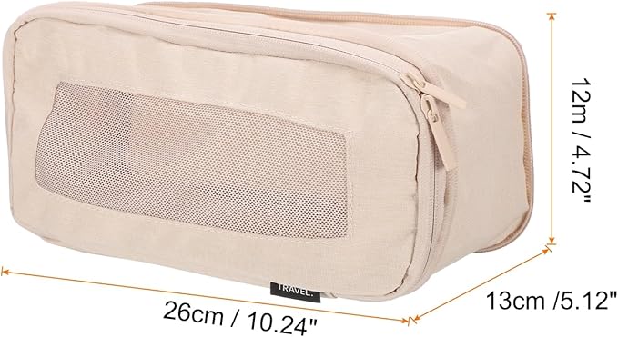 HARFINGTON Compression Packing Cube for Suitcases 26x12x13cm Lightweight Luggage Organizers Bag Travel Essentials Compression Bags for Carry on Suitcases, Beige