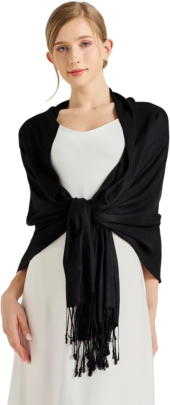 Soft Silky Pashmina Shawl Wraps Solid Colors Scarf for Wedding Evening Dresses