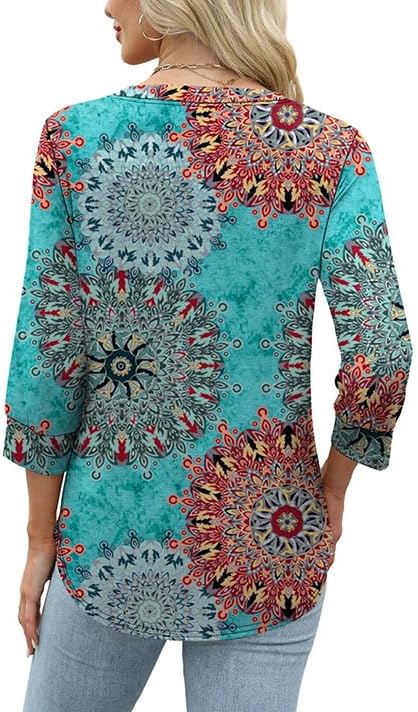 OFEEFAN Womens Tops 3/4 Sleeve Henley Shirts for Women Summer Outfits Fashion Clothing