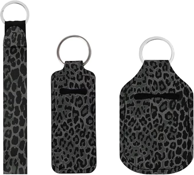 Suobstales 3Pcs Travel Bottles Keychain Holder Set,Travel Bottle Sleeves+Neoprene Chapstick Holders+Lanyard Keychain