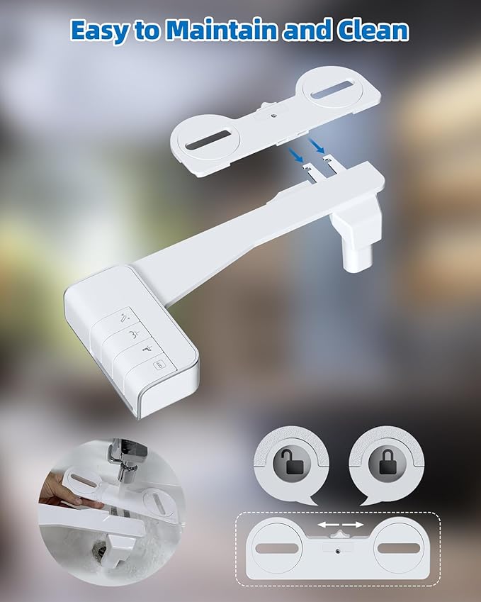Hibbent 2 Pack Bidet Attachment for Toilet, Non-Electric Dual Nozzle for Frontal & Rear Wash, Adjustable Water Pressure Control, Fresh Water Bidet Toilet Seat, Self Cleaning Water Sprayer, Chrome