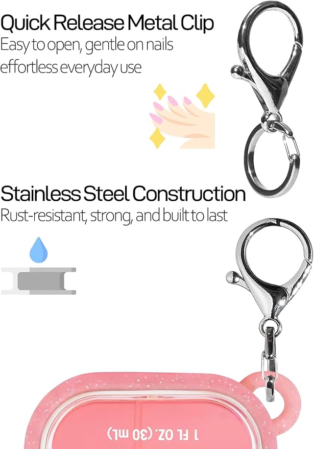 Silicone Bow Case Compatible with Touchland Hand Sanitizer Spray 1 oz (30 mL), Cute Holder with Keychain Clip, Gift for Girls