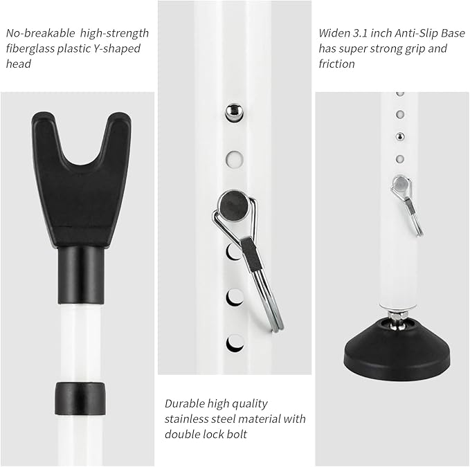 2 Pack Door Stoppers Security Bar, Heavy Duty Sliding Door Lock, Adjustable 21"-49" Safety bar for Sliding Glass, Hinged Doors, Window & Patio, Door Jammer for Home, Apartment, Hotel, Travel (White)