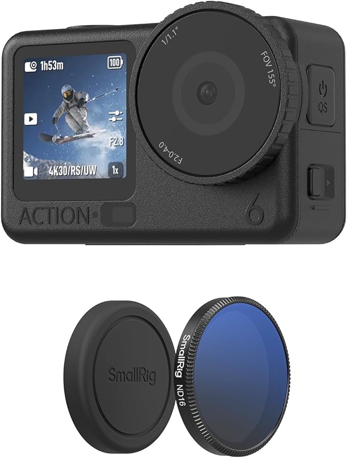 SmallRig ND16 Filter for DJI Osmo Action 6, Snap-On Polarizing Neutral Density Filter, with Lens Silicone Cover & Cleaning Cloth, HD Optical Glass/Multi-Coated - 6084