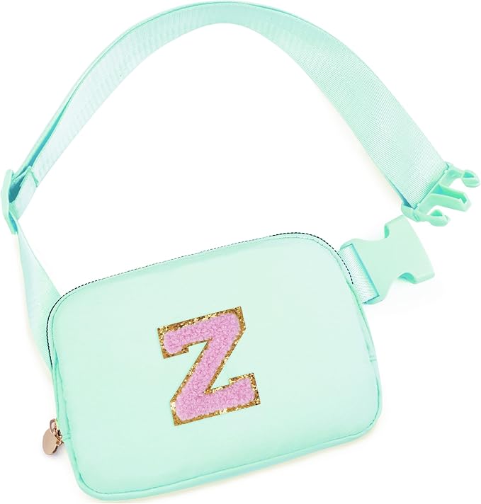 Uygafly Belt Bag Fanny Pack Crossbody Bags with Initials Letter Patch Cute Stuff Birthday Gifts for Teenager Girls Trendy Stuff for Teens | Z,Light Green