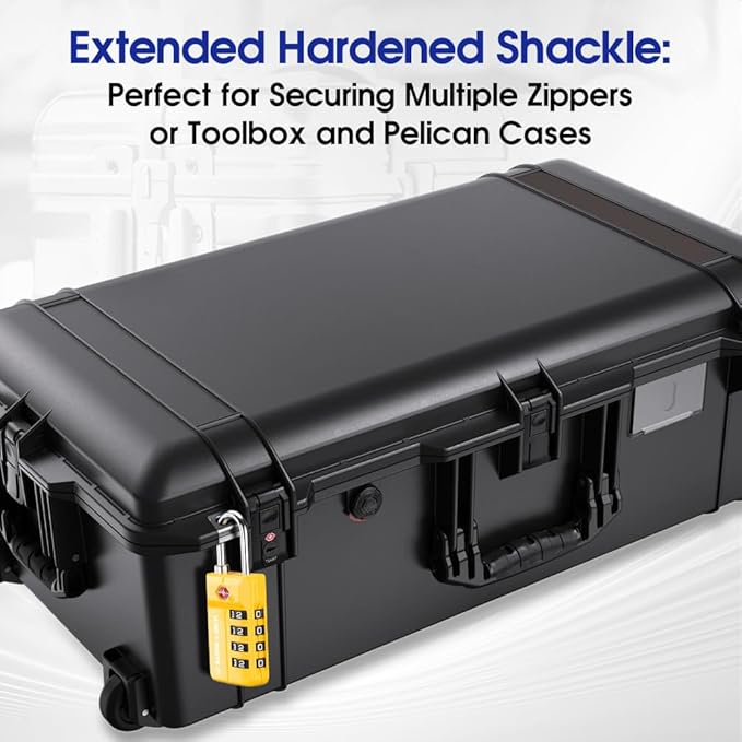 SURE LOCK TSA Approved 4-Digit Resettable Combination Luggage Lock with Open Alert, Easy-Read Dials - for Luggage, School Lockers, Gym, Office, Toolbox & Security Cases(Yellow 1PACK)