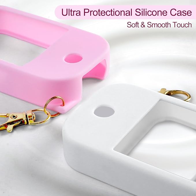 2Pcs Soft-Touch Silicone Case Compatible with Touchland Hand Sanitizer Spray 1FL OZ/30ML, Portable and Protective Case with Metal Keychain, Easily Coordinate with Bags and Belt