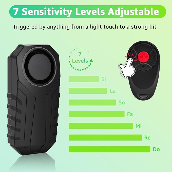 USUPERINK 2PK Bike Alarm with Remote, 113dB Bike Alarm,Ebike Alarm with Remote for Motorcycle Moped Scooter IP65 Waterproof Adjustable Volume Sensitivity Universal Remote Strap for All Handlebar Sizes