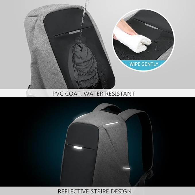 oscaurt Anti Theft Backpack 15.6 Inch Laptop Travel Backpack with Hidden Zipper and USB Charging Port Waterproof Business Computer Bag for Men & Women