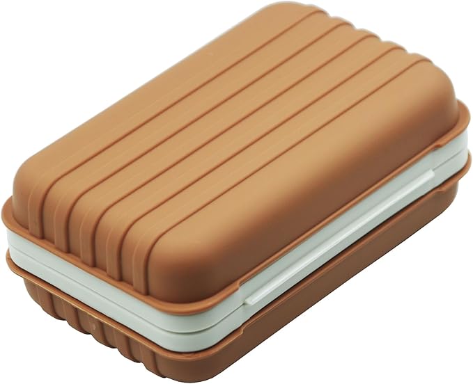 2 Pack Travel Soap Case Holder,Portable Soap Box with Draining Layer for Shower,Bathroom,Camping,Hiking,Gym (Orange)