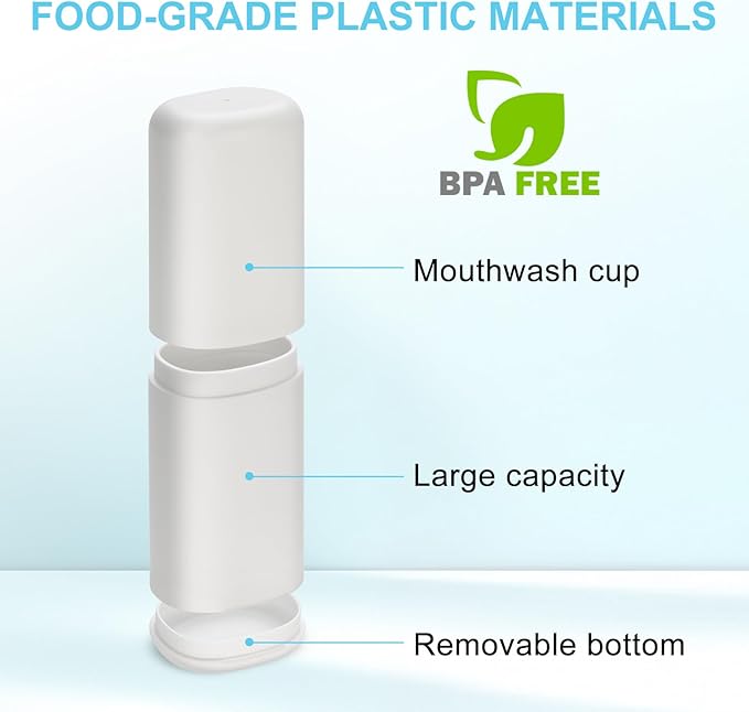 Travel Toothbrush and Toothpaste Case,Portable Tooth Brush Holder,Large White Toothbrush Container with Mouthwash Cup,2 in 1 Toothbrush Organizer for Traveling,Camping,School,Home
