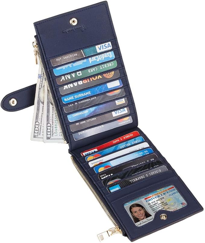 Travelambo Leather Wallets for Women Slim RFID Blocking Bifold Credit Card Holder Wallet
