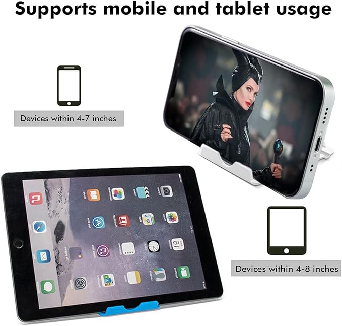 Portable Cell Phone Stand Holder for Desk, 【2 Pack】 Foldable Pocket-Sized Adjustable Mount, Universal Desktop Kickstand Compatible with iPhone, iPad, Kindle & Android Devices - Black & Black