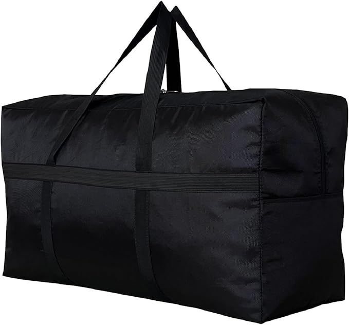 YiKitHom Extra Large Storage Duffle Bag with Zippers and Handles, Big Foldable Duffle Bag for Travel Black 60L