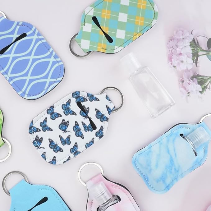 83Pcs Hand Sanitizer Holder Set, 40 Pcs Hand Sanitizer Holder Keychains & 40 Reusable Flip Cap Travel Bottles (30ml/1oz), 3 Funnels, For Travel, Vacation, Camping, Picnic, Party, Home, Office