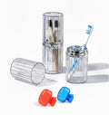 Toothbrush Travel Case, Travel Toothbrush Holder with Toothbrush Head Cover Cap for Travel, Business Trip, School, Camping, Home (Silver)