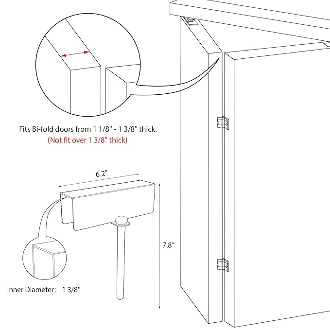 Metal Bifold Door Lock - Double Door Child Safety Locks Keep Toddler, Cats&Dogs Out of Closets, Cabinets, Pantry - No Need Install (4PC)