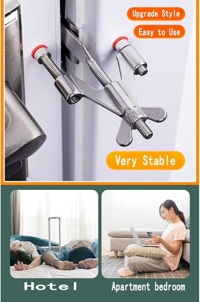 Portable Door Lock Home Security Hotel Door Locks (Silver Wing)