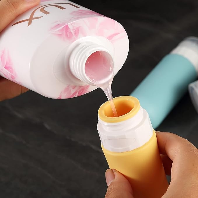 Leak-proof travel toiletries bottle, refillable with shampoo, conditioner, lotion, and shower gel (multi-color).