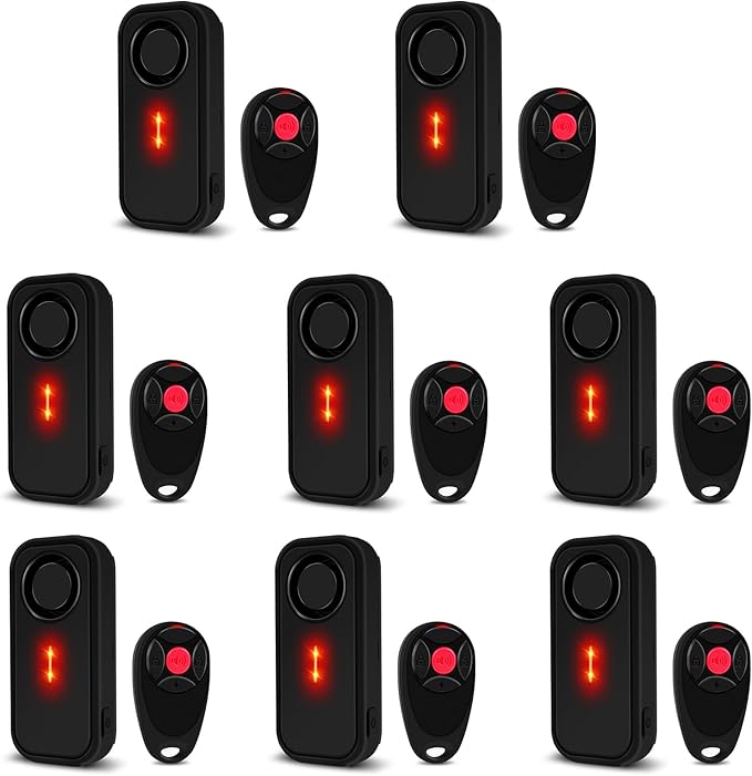 USUPERINK Car Alarm System, 113dB Fake Car Alarm, Motion Alarms for Cars Vehicle Security Alert Automotive Vibration Warning Interior Safety Red LED Light IP66 Waterproof, 8Pcs
