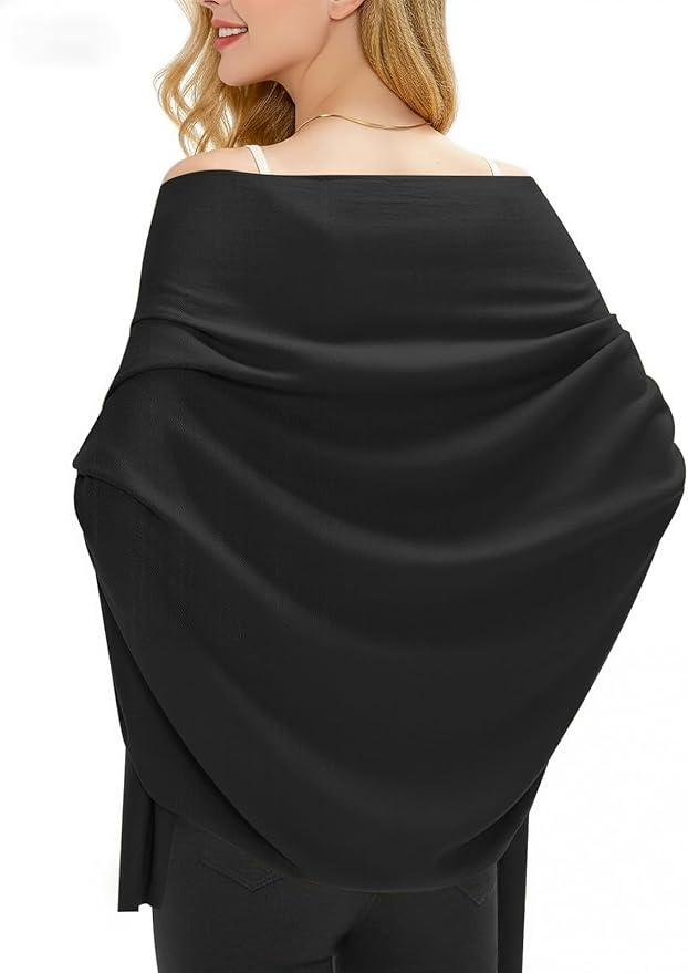 Women's Wool Blend Travel Scarf Lightweight Breathable Wrap Pashmina Airplane Blanket Shawl