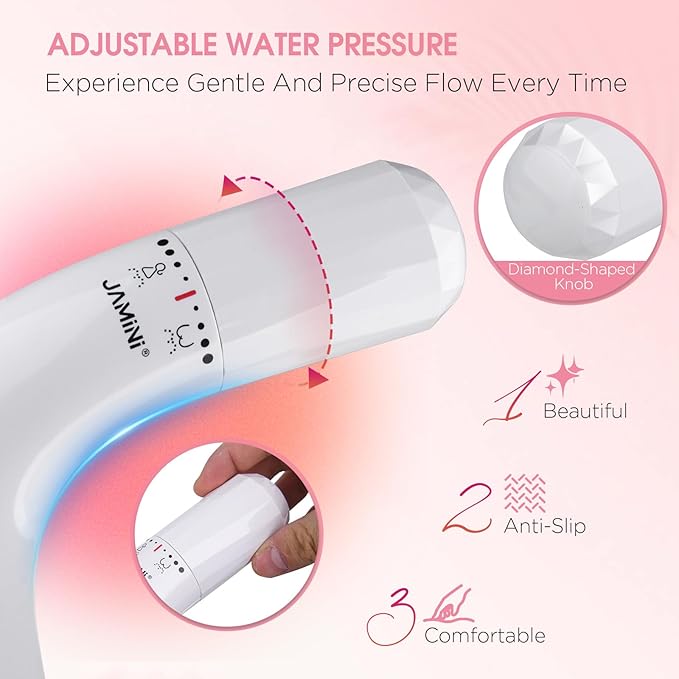 Jamini Left-Hand Ultra-Slim Toilet Bidet Attachment, Non-Electric, Dual Nozzles for Rear and Female Front Wash, Adjustable Single Cold Water Pressure, 0.23" Slim Profile, Detachable for Easy Cleaning