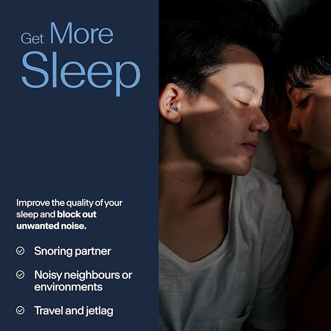 Alpine SleepDeep - Soft Ear Plugs for Sleeping and Concentration - New 3D Oval Shape and Noise Reducing Gel for Better Attenuation - 27 dB - Ideal for Side Sleeper - 1-Pair Reusable: M/L White