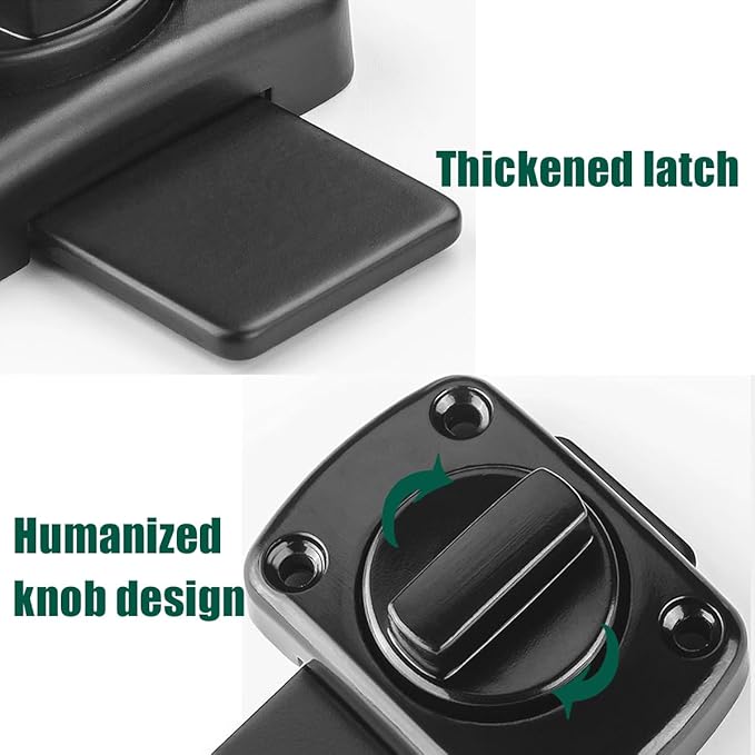 Inner Door Reinforcement Locks Latch, Door Bolt Door Safety Lock from Inside, Single Door French Door Lock, Extra Door Lock from Inside Suitable for Bedrooms, Bathrooms, RV, Black