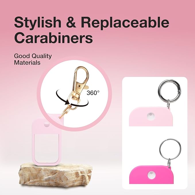 2 PCS Soft Silicone Case for Touchland Power Mist (1FL. OZ./30 mL), Protective and Stylish Case with Keychain Compatible with Touchland Hand Sanitizer Spray (Pink/Hot Pink)