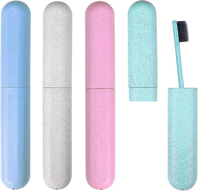 4-Pack Toothbrush Travel Case, Ventilated Portable Travel Toothbrush Holder, Dustproof Breathable Protective Cover, Lightweight Storage Toothbrush Container for Traveling Business Trips Camping