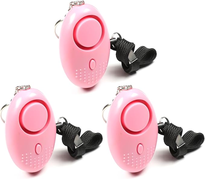 Othmro 3Pcs 120DB Personal Security Alarm Keychains Safe Sound Personal Alarms with LED Lights Emergency Safety Alarm Keychains for Women Men Children Elderly Bags Backpacks Suitcases Pink