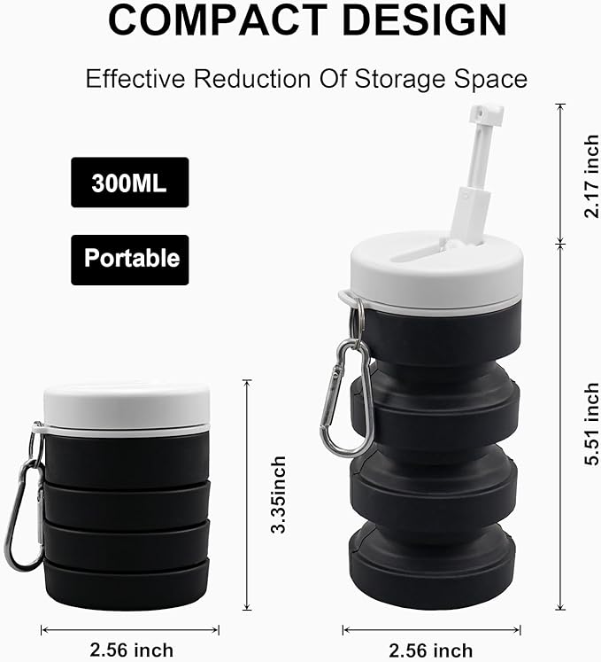 Collapsible Peri Bottle Small Portable Bidet Sprayer, 300ml Travel Size Expandable Camping Mini Bidet for Home, Outdoors, Handheld Foldable Hand Bathroom Bottle for Women Men Black（1pc）
