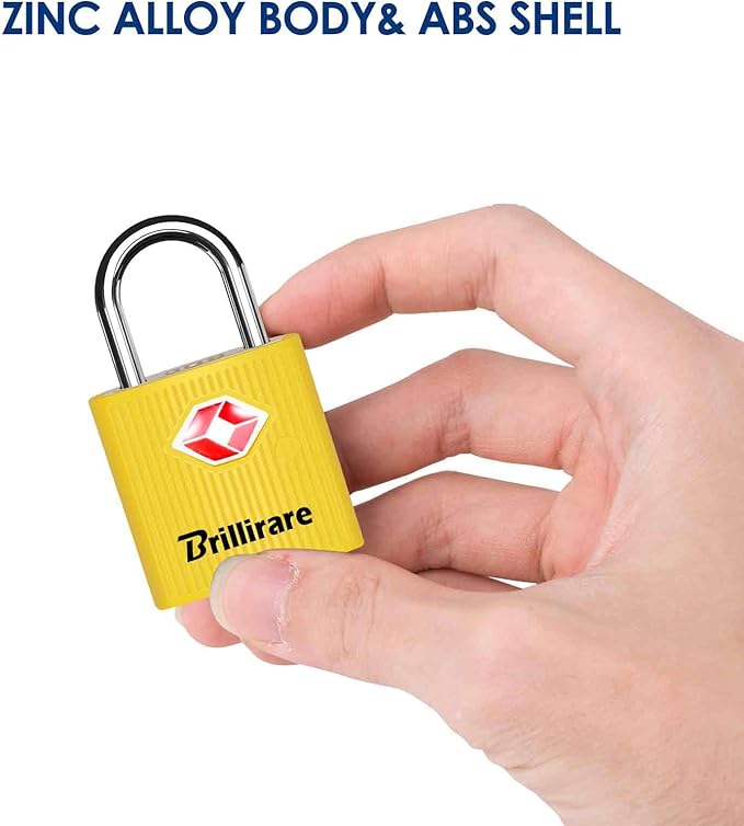 4 Pack TSA Approved Luggage Locks with Keys, Travel Padlock, Zinc Alloy Waterproof Keyed Lock, TSA Outdoor Metal Lock for Lockers, Bags, Backpack, Gym, Gate-Yellow