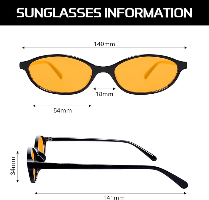 GUVIVI Retro Oval Sunglasses for Women Chic Cat Eye 90s Sunnies Lightweight Narrow Shades Trendy UV protection Sun Glasses