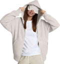 Zip Up Hoodie with Eye Mask Built In, Comfort Airplane Wearable Blanket Sweatshirt Men Women Sleep Clothes
