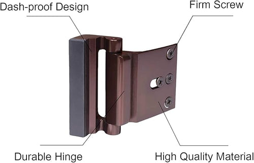 2 Pack Door Reinforcement Locks with 8 Screws, Home Security Childproof Night Lock Withstands 800 Lbs Brown