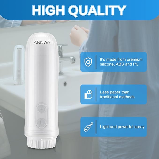 Portable Bidet for Travel 140mL Nozzle 180° Adjustment IPX6 Electric Handheld Bidet for Personal Hygiene Cleaning, Baby Wash, Postnatal Care, Perineal & Hemorrhoid Treatment(NHJ001E)