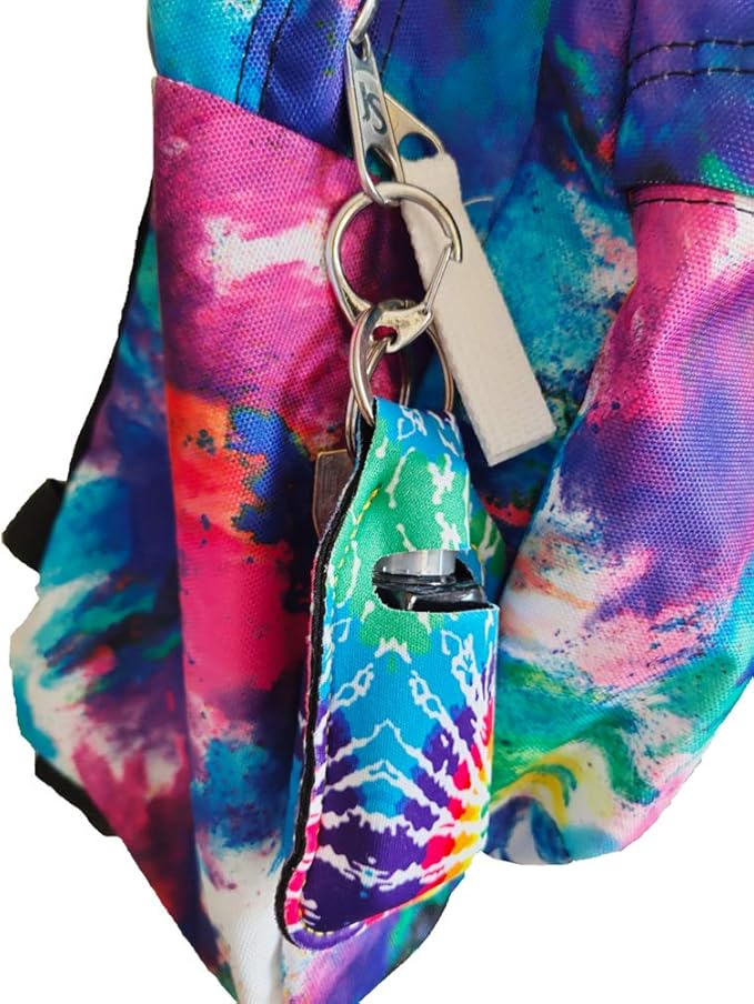 4 Piece Hand Sanitizer Bottle Holder Keyring Neoprene Keychain for 30ML Gym Shampoo Lotion Soap Perfume and Liquids Travel Containers,Tie-dye