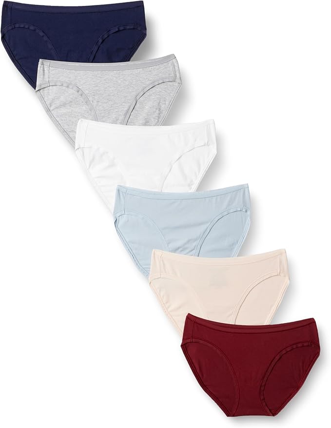 Amazon Essentials Women's Breathable Cotton Bikini Brief Underwear with Full Coverage, Multipacks