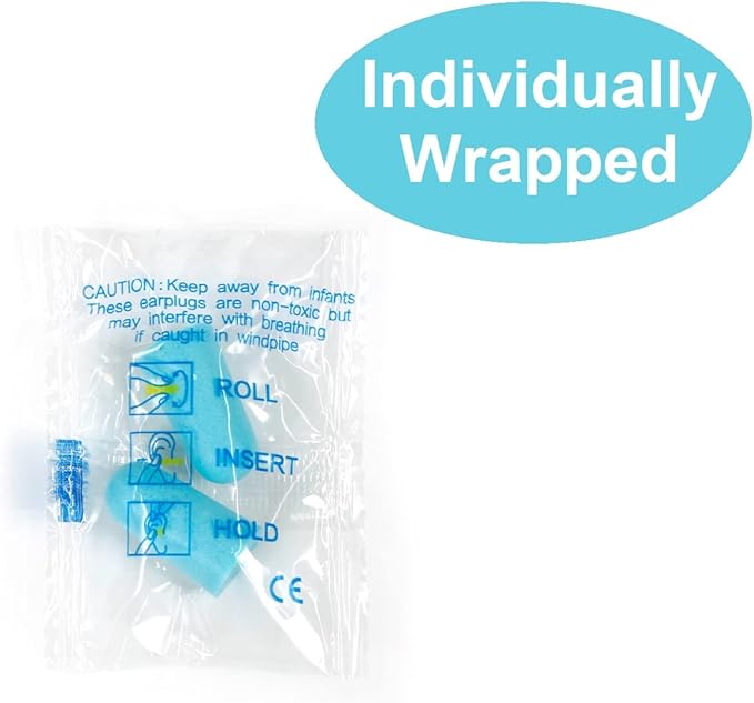 Quality Foam Blue Earplugs - 50 Pairs Bulk Pack, 32db High Decibel Noise Cancelling Ear Plugs for Sleeping, Snoring, Work, Construction, Woodworking - Disposable, Soft, Comfortable, & Soundproof