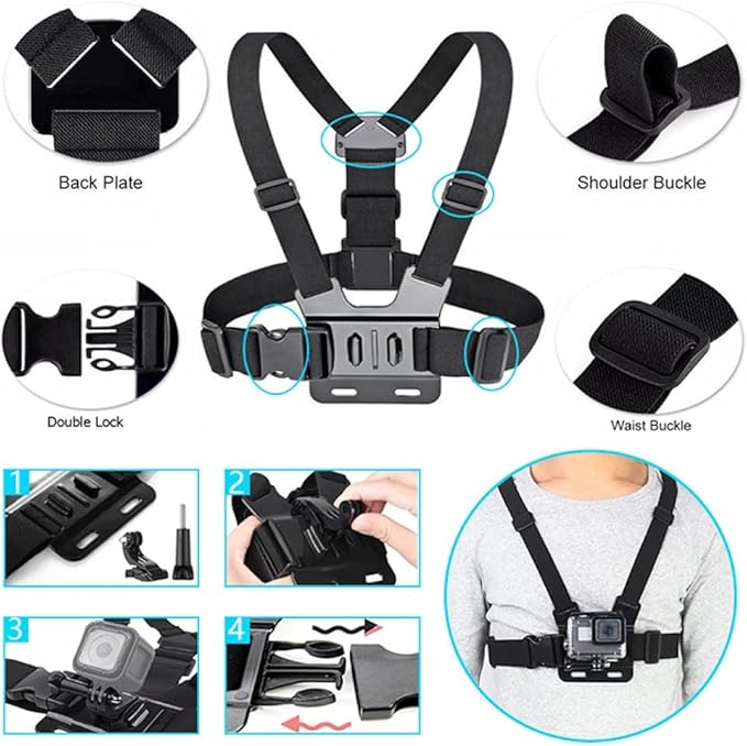 Reflex Camera 59-in-1 Action Camera Accessories Kit Compatible with GoPro Hero 13, 9-12, DJI Osmo Action 2, 3, 4, Pro 5, Insta360 Ace Pro/Ace Pro 2 Akaso and Other Sports Cameras & Durable Case