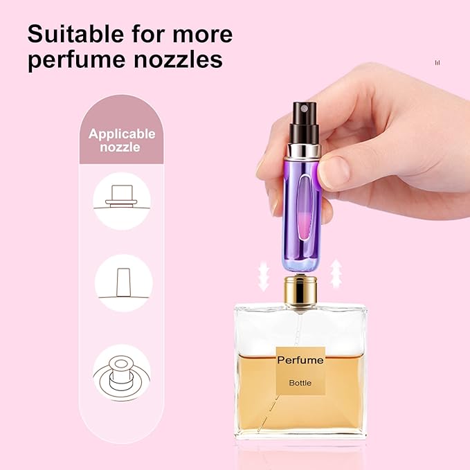 Yamadura Portable Mini Perfume Atomizer Bottle, Refillable Spray, Scent Pump Case, Travel (5ml, 4 Pack)(Red, Rose Red, Purple, Green)