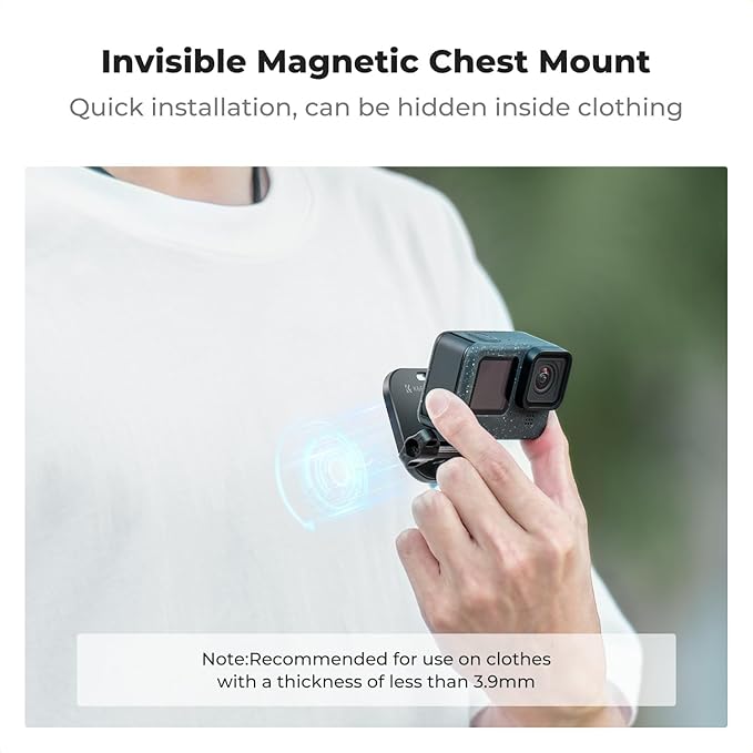K&F CONCEPT Magnetic Action Camera Chest Mount for GoPro Hero 13/12/11/10/9 Black, DJI Osmo Action 5 Pro/4/3/2 and More Action Camera, POV Neck Mount with Adjustable Neck Strap Lanyards