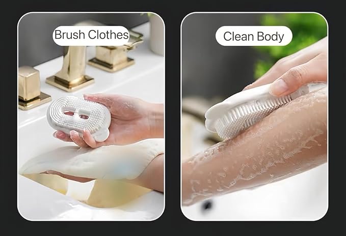 Travel Soap Case Container Leakproof Bar Soap Box with Lid Soap Holder with Draining Layer and Silicone Brush Portable Soap Dishes for Traveling Camping Gym Shower Outdoor (White)