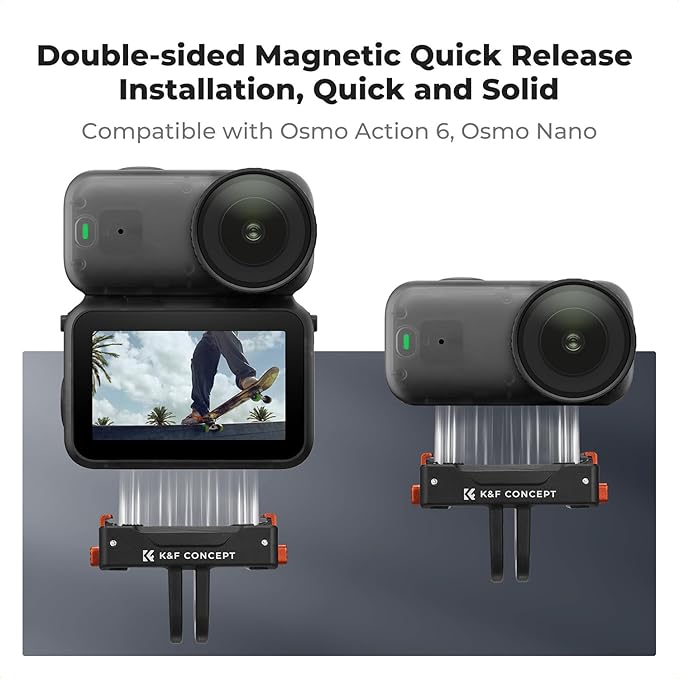 K&F CONCEPT 1 Pack Magnetic Adapter Mount for DJI Osmo Nano/Osmo Action 6, Quick Release Extension Base Bracket for Tripod,Selfie Stick, Magic Arm, Action Camera Vlogging Accessories