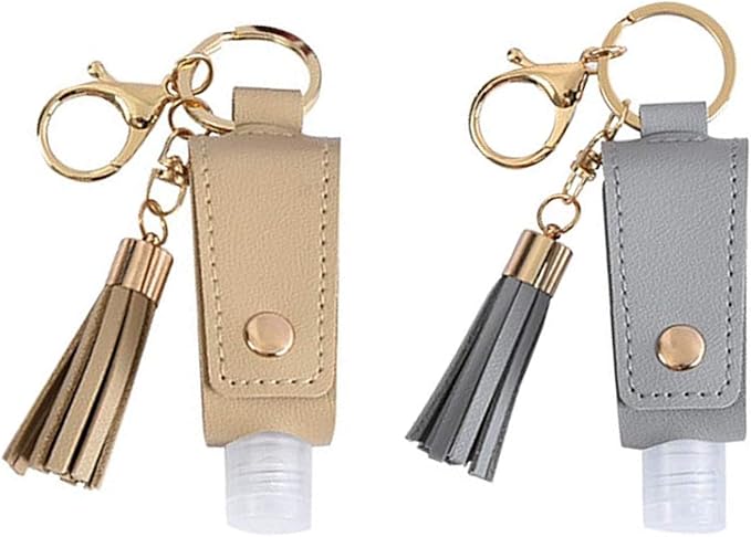 Milcraft Portable Empty Travel Bottle Keychain Hand Sanitizer Bottle Holder 3 Pack 1oz / 30ml Small Squeeze Bottle Refillable Containers for Toiletry Shampoo Lotion Soap (Black+Grey+Khaki)