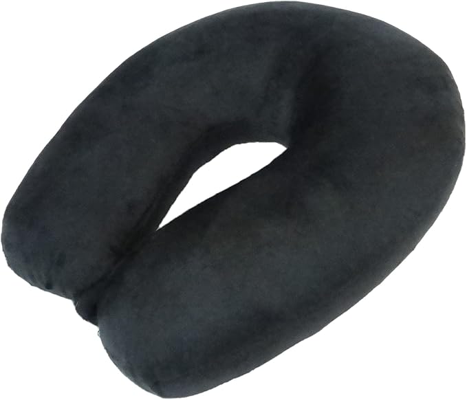 Wolf Essentials Adult Cozy Soft Microfiber Neck Pillow for Travel – Compact, Machine Washable - Perfect for Airplane, Car, or Home Use - Filled and Finished in The USA – Black