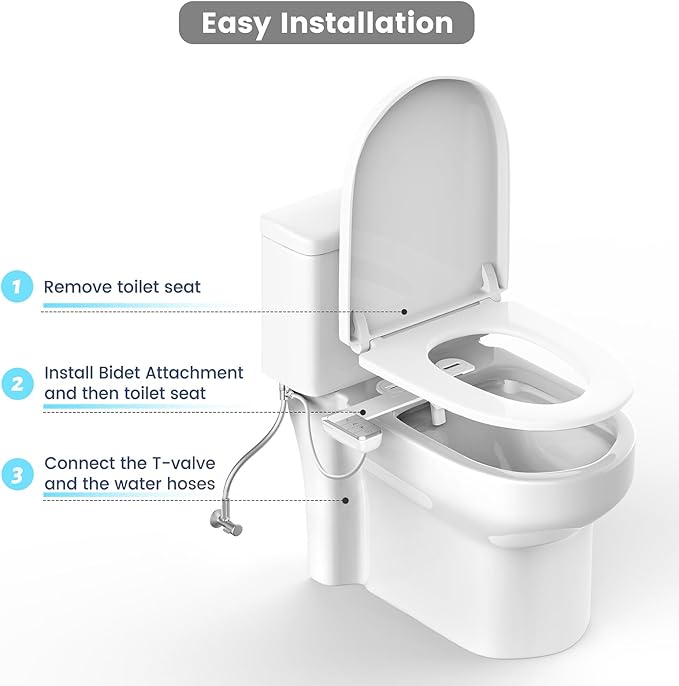 Bidet Attachment for Toilet Ultra-Slim Bidets for Existing Toilets, Non-Electric Bidet Toilet Seat Self-Cleaning Retractable Nozzles Badays for Toilets, Quick & Easy Installation Bedets