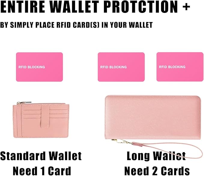 RFID Blocking Card - 5 Pack, Contactless NFC Credit Card ID Protection Safe Bank Card Passport Entire Wallet Purse Shield Protector Blocker Guard (Pack of 5, Pink)