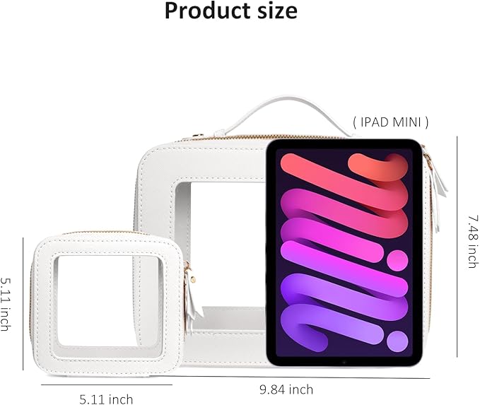 LETGO Clear Makeup Bags Set - TSA Approved Toiletry Bags with Zipper, Organizer for Carry-on Travel Essentials, Car Essentials Bags for Women & Men (Mini+Large White)